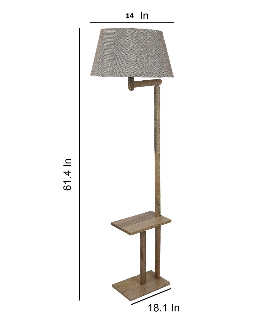 Lush and Cozy Mango Wood Base Floor Lamp with Jute Shade | Bulb Not Included | 18 x 14 x 61 inches