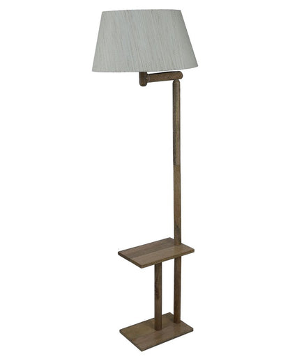 Lush and Cozy Mango Wood Base Floor Lamp with Cotton Shade | Bulb Not Included | 18 x 14 x 61 inches