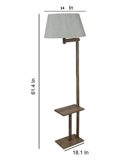 Lush and Cozy Mango Wood Base Floor Lamp with Cotton Shade | Bulb Not Included | 18 x 14 x 61 inches