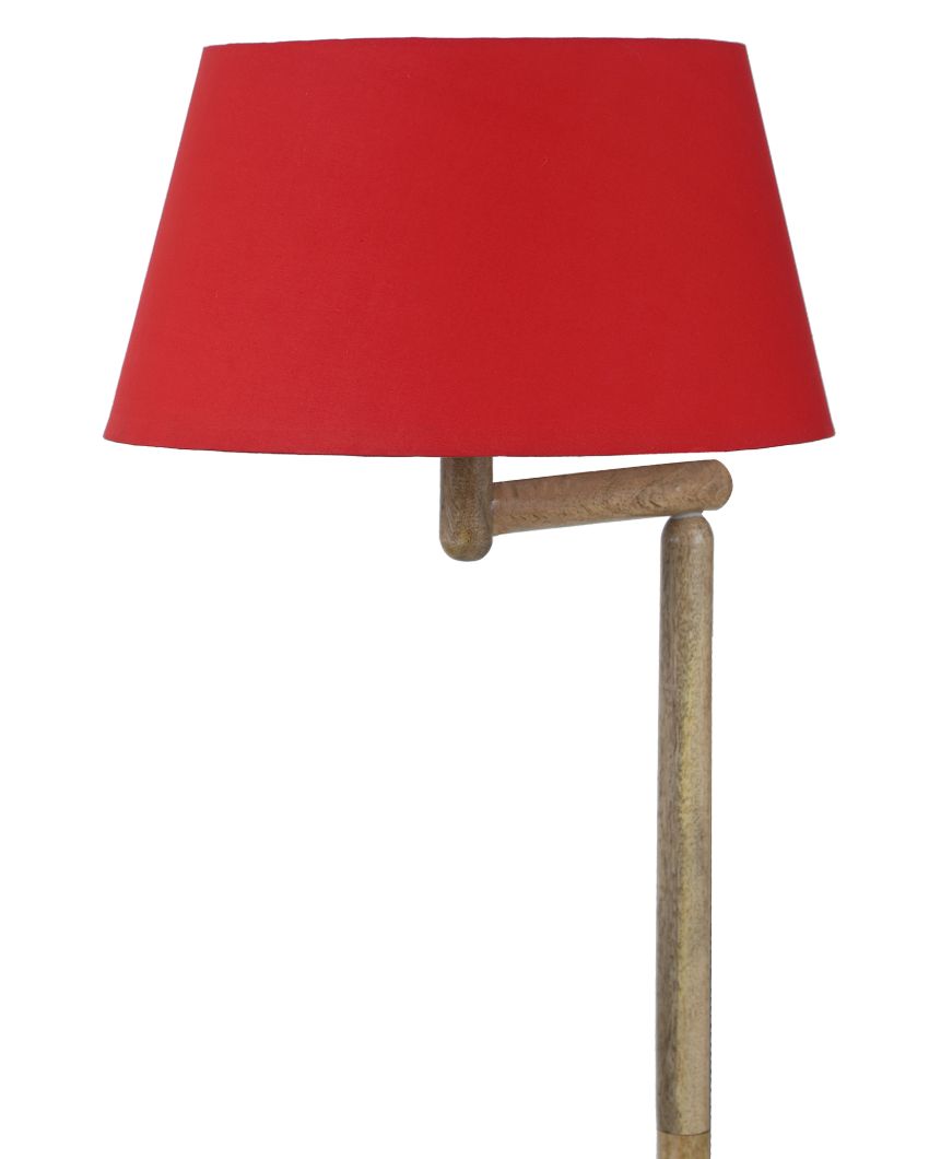 Lush and Cozy Mango Wood Base Floor Lamp with Cotton Shade | Bulb Not Included | 18 x 14 x 61 inches