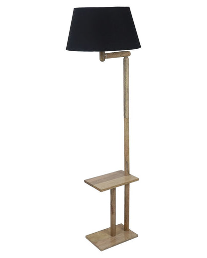 Lush and Cozy Mango Wood Base Floor Lamp with Cotton Shade | Bulb Not Included | 18 x 14 x 61 inches