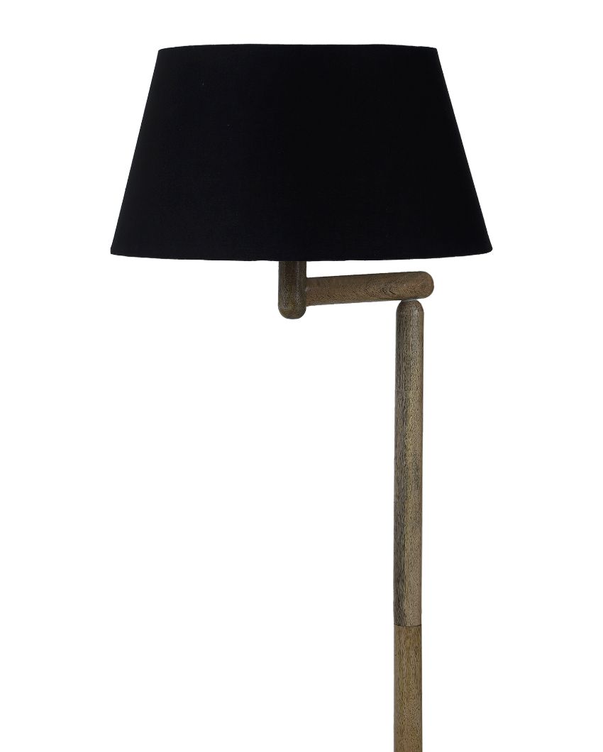 Lush and Cozy Mango Wood Base Floor Lamp with Cotton Shade | Bulb Not Included | 18 x 14 x 61 inches