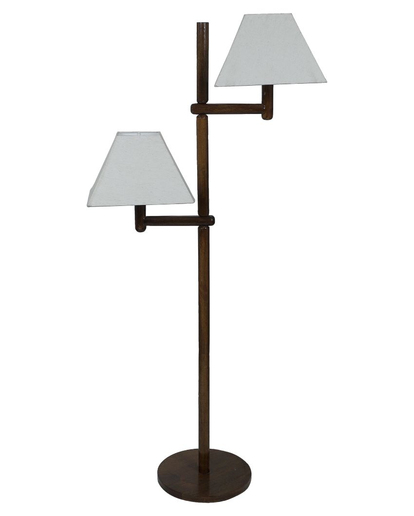 Aesthetic Mango Wood Base Floor Lamp with Cotton Shade | Bulb Not Included | 22 x 22 x 57 inches