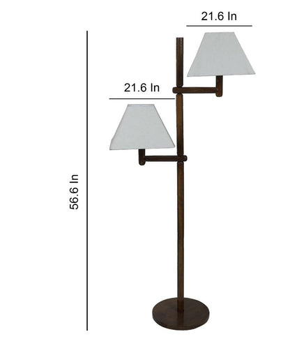 Aesthetic Mango Wood Base Floor Lamp with Cotton Shade | Bulb Not Included | 22 x 22 x 57 inches