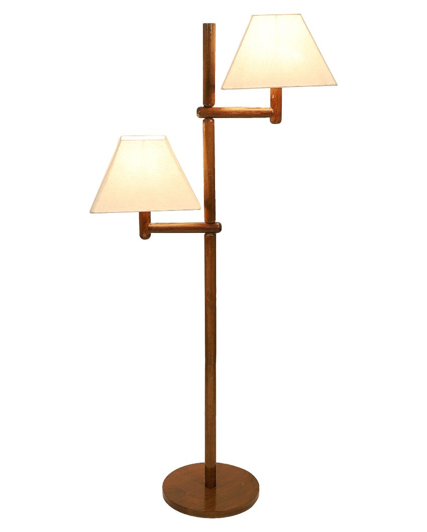 Aesthetic Mango Wood Base Floor Lamp with Cotton Shade | Bulb Not Included | 22 x 22 x 57 inches