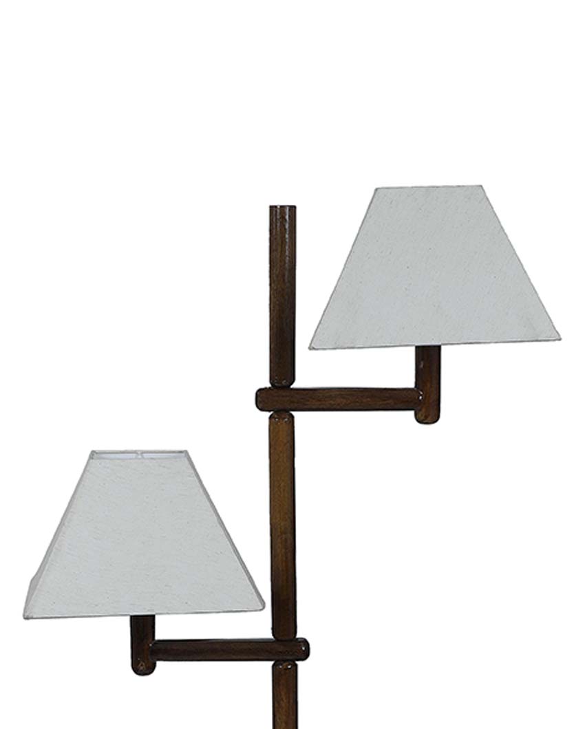 Aesthetic Mango Wood Base Floor Lamp with Cotton Shade | Bulb Not Included | 22 x 22 x 57 inches