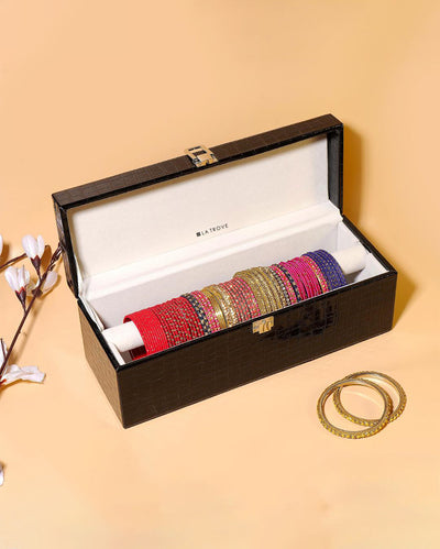 Robust leather protective single rod bangle organizer | 13 x 5 x 5 inches
