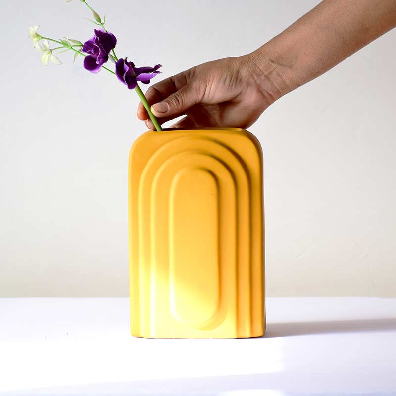 Contour Rectangular Vase Yellow