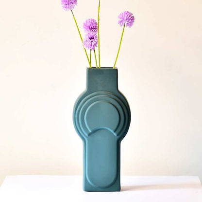 Contour Ceramic Vase Dark Green