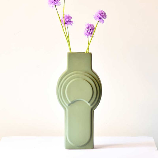 Contour Ceramic Vase Green