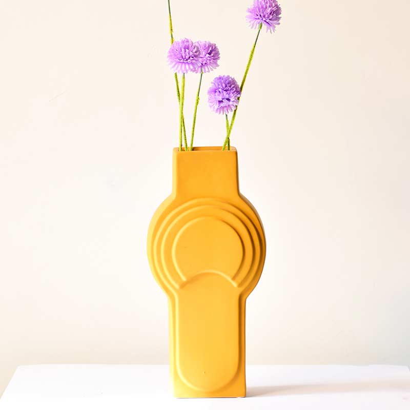 Contour Ceramic Vase Yellow