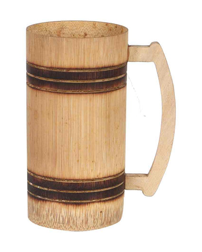 Classic Appeal Bamboo Beer Mug Plain Design| Beige | Set of 2 | 7 x 4 inches