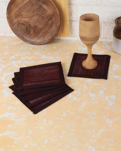 Contemporary Touch Bamboo Beverage Coasters | Set of 6 | 6 x 6 inches