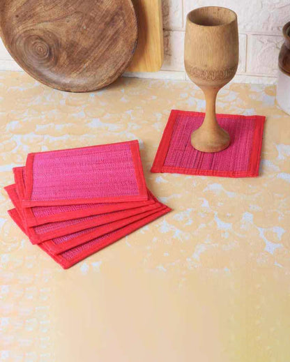 Contemporary Touch Bamboo Beverage Coasters | Set of 6 | 6 x 6 inches