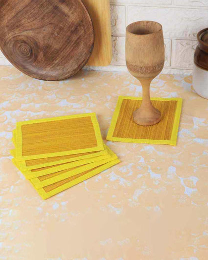 Contemporary Touch Bamboo Beverage Coasters | Set of 6 | 6 x 6 inches