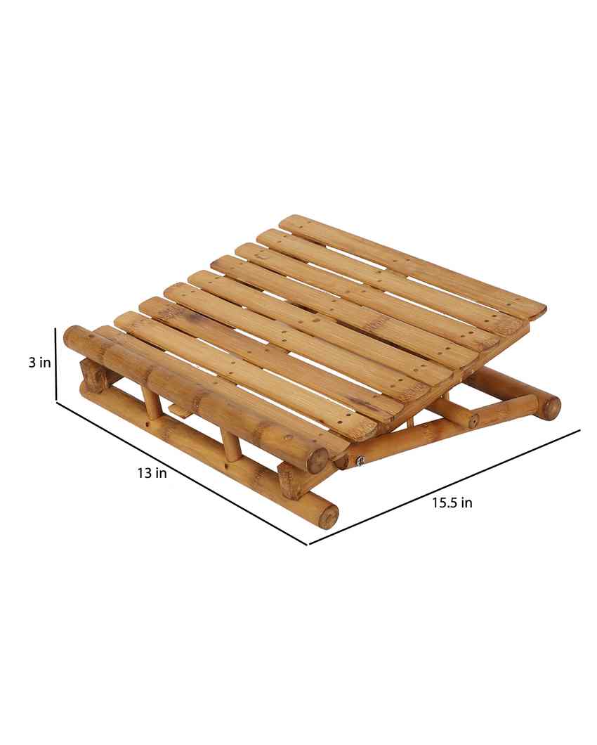 Ergonomic Design Natural Bamboo Laptop Stand| Beige | 16 x 13 x 3 inches