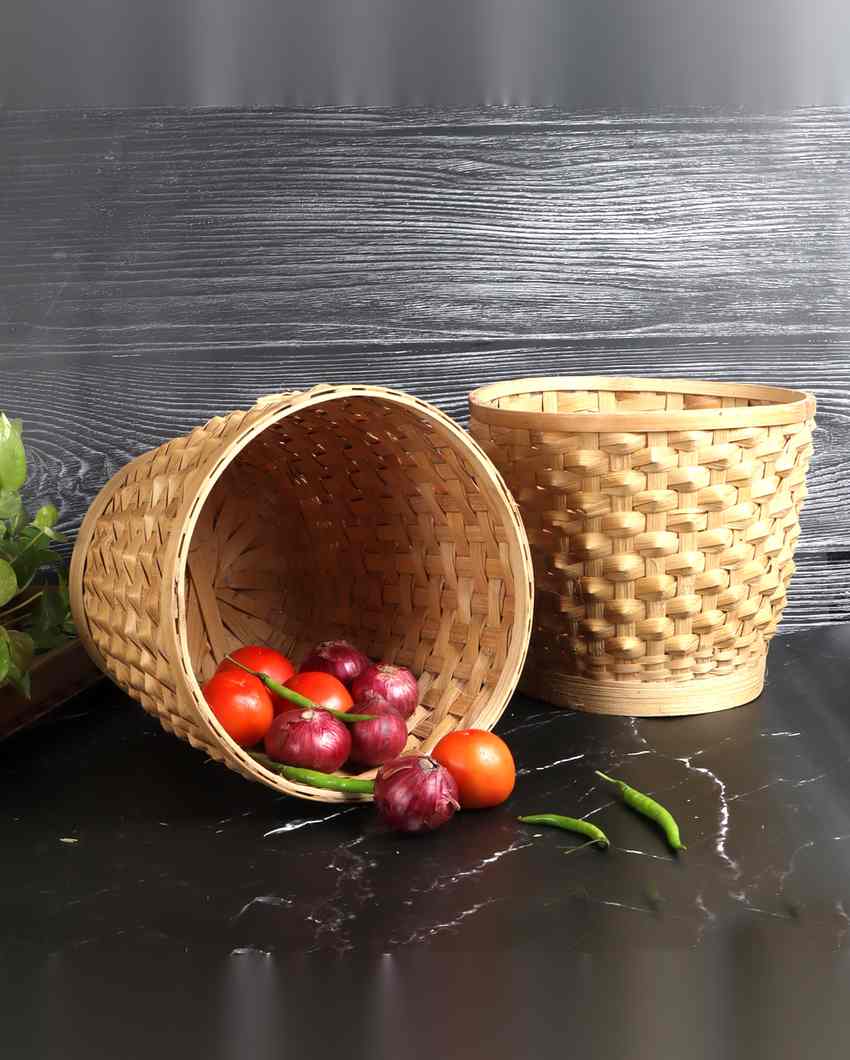 Durable Design Bamboo Multipurpose Storage Basket| Beige | Set of 4