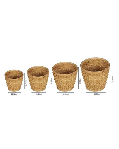 Durable Design Bamboo Multipurpose Storage Basket| Beige | Set of 4