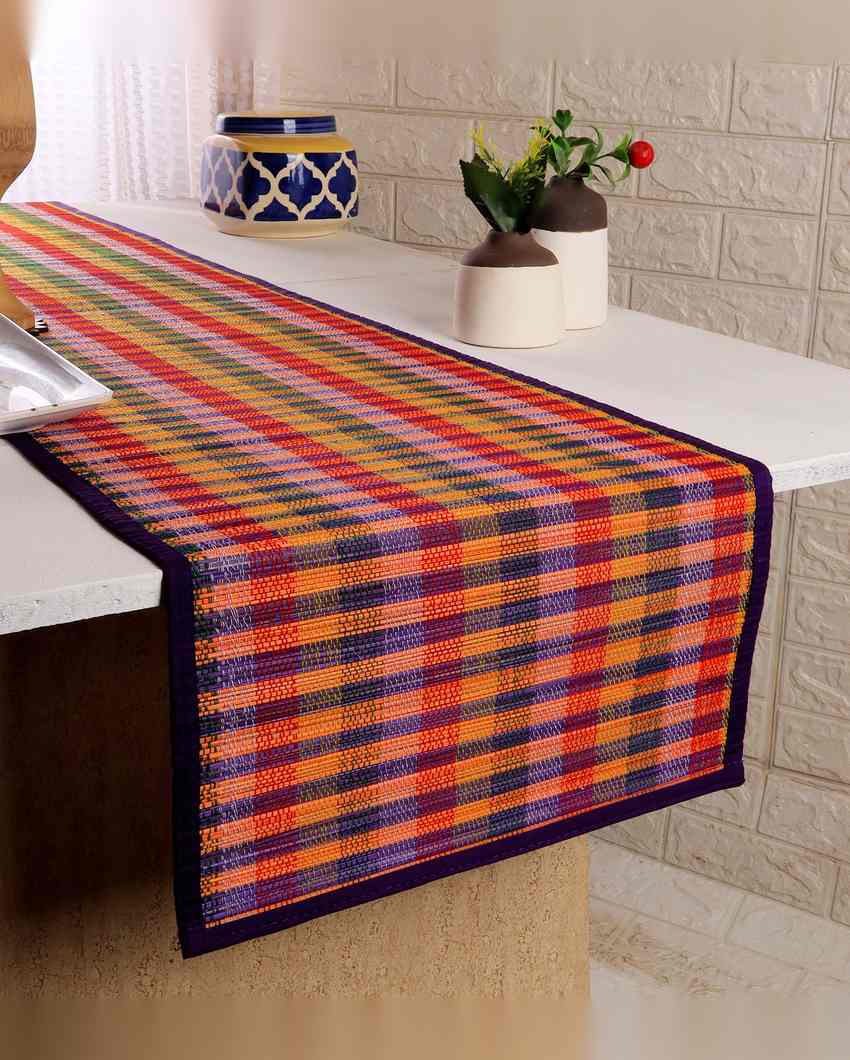 Unique Pattern Textured Bamboo Table Runner | 60 x 13 inches