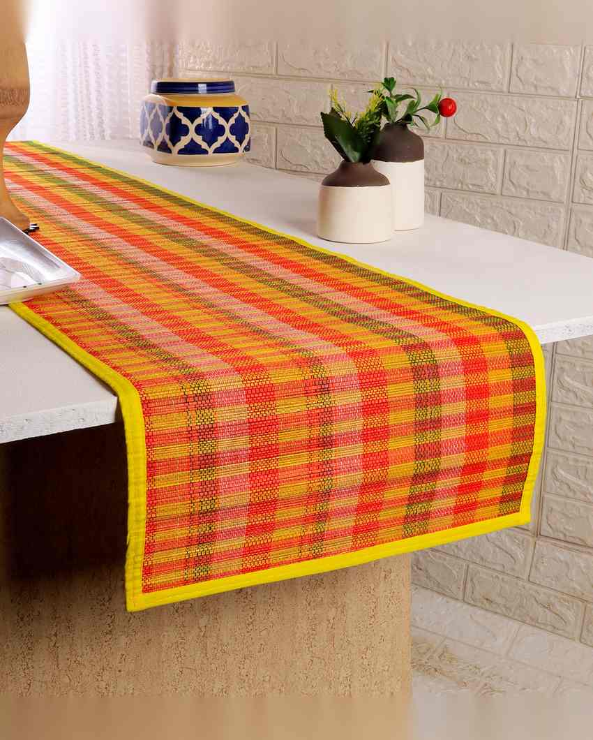 Unique Pattern Textured Bamboo Table Runner | 60 x 13 inches