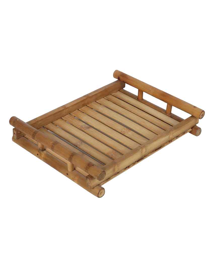 Versatile Use Bamboo Serving Tray| Beige| 16 x 12 x 3 inches