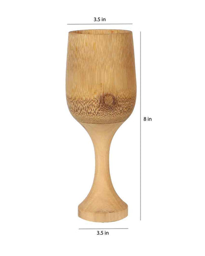 Elegant and Sturdy Bamboo Wine Glass | Beige | Set of 2 | 8 x 4 inches