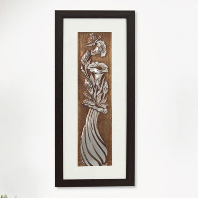 Luxury Flower Vase Wall Painting Perfect With Brown Frame | 10 x 23 inches