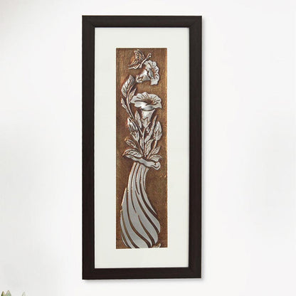 Luxury Flower Vase Wall Painting Perfect With Brown Frame | 10 x 23 inches