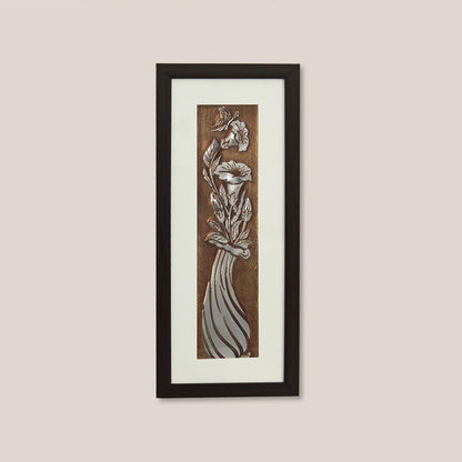 Luxury Flower Vase Wall Painting Perfect With Brown Frame | 10 x 23 inches