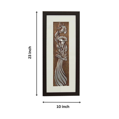 Luxury Flower Vase Wall Painting Perfect With Brown Frame | 10 x 23 inches