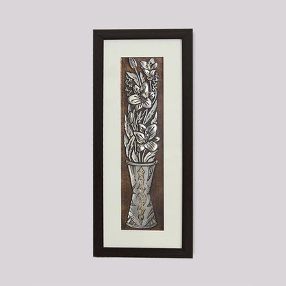 Premium Wild Flower Wall Painting With Brown Frame | 10 x 23 inches