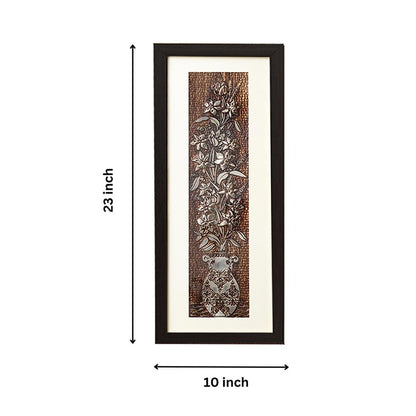 Classic Aesthetic Piece Elegant Flower Wall Painting With Brown Frame | 10 x 23 inches