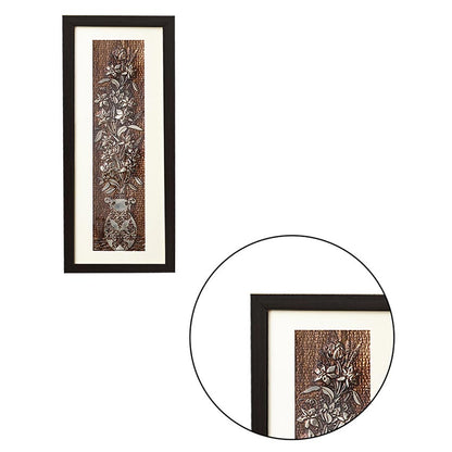 Classic Aesthetic Piece Elegant Flower Wall Painting With Brown Frame | 10 x 23 inches