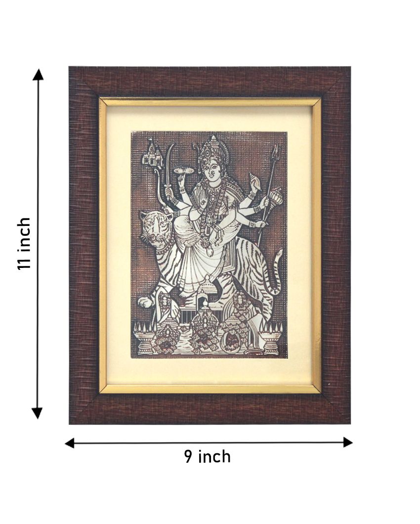 Sherawali Maa Bhavani Foil Embossed Wall Painting | 9 x 11 inches