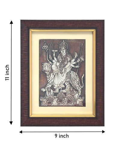 Sherawali Maa Bhavani Foil Embossed Wall Painting | 9 x 11 inches