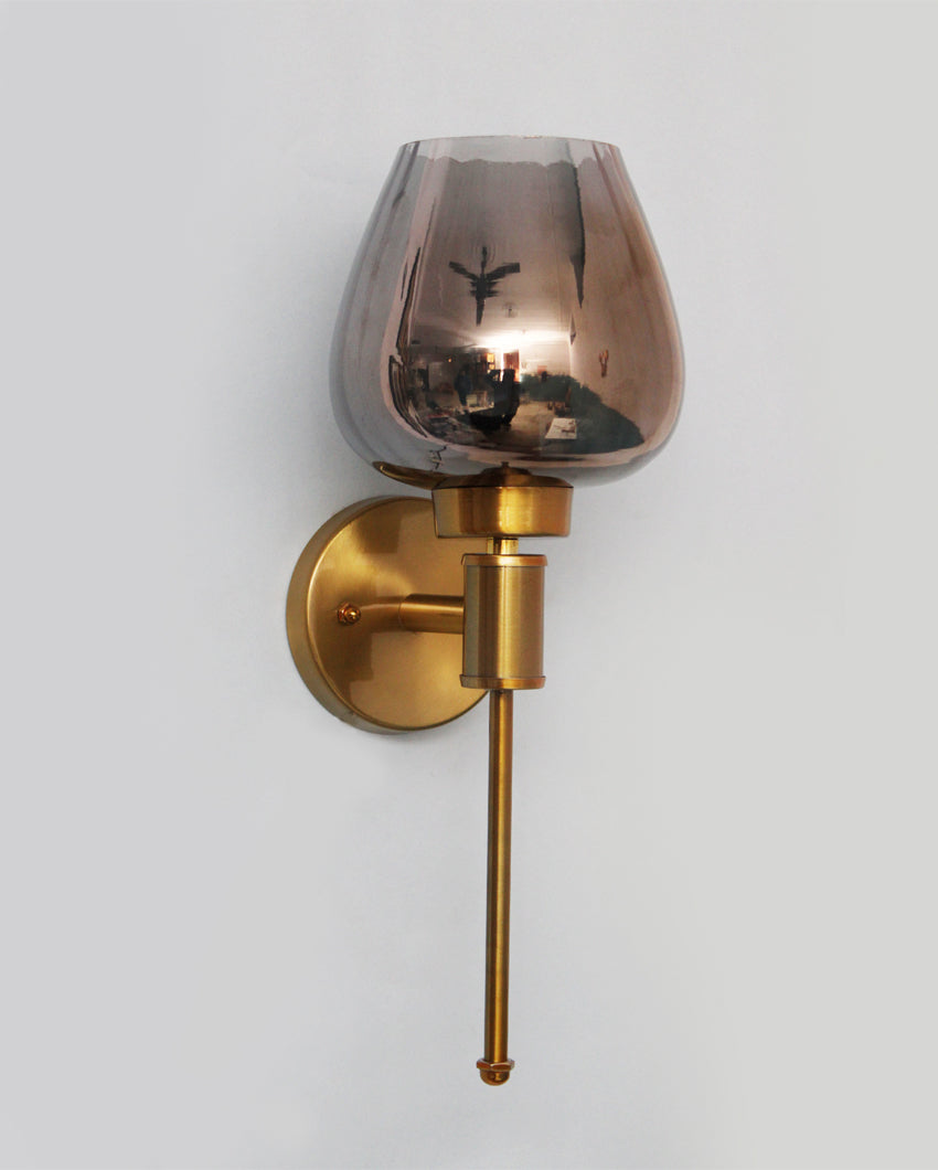 Modern & Sleek Ambient Illumination Smoky Glass with Gold Finish Wall Light | 4 x 15 inches