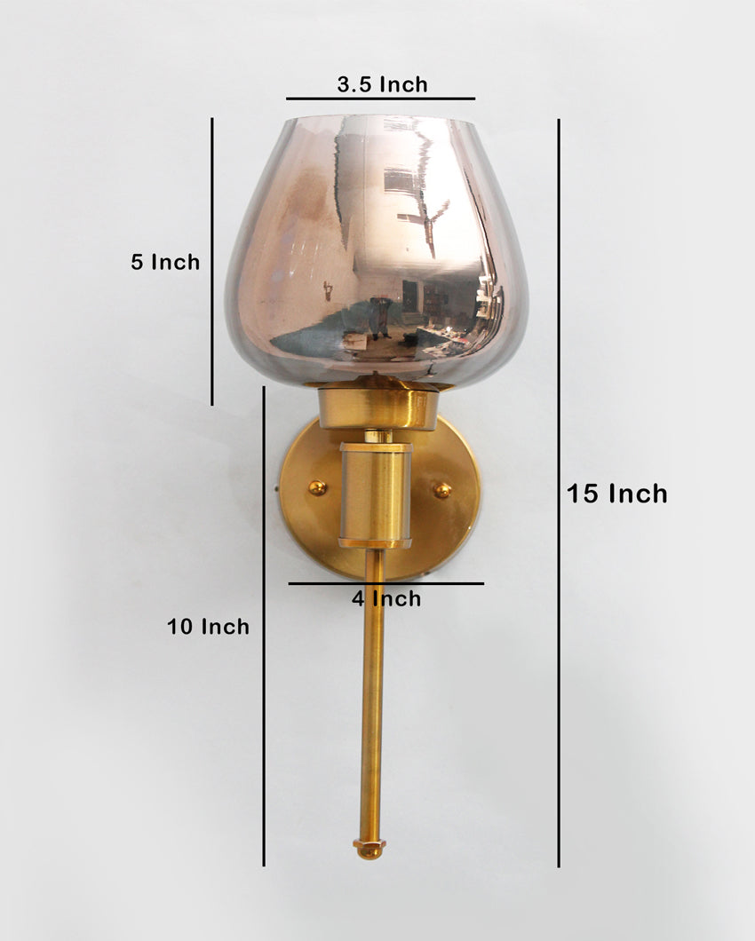 Modern & Sleek Ambient Illumination Smoky Glass with Gold Finish Wall Light | 4 x 15 inches