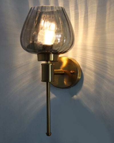 Modern & Sleek Ambient Illumination Smoky Glass with Gold Finish Wall Light | 4 x 15 inches