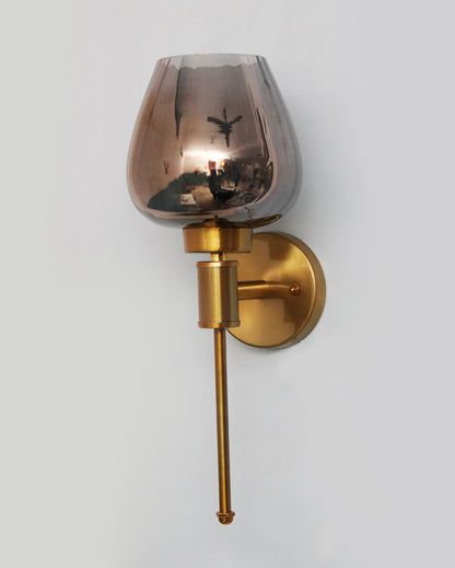 Modern & Sleek Ambient Illumination Smoky Glass with Gold Finish Wall Light | 4 x 15 inches