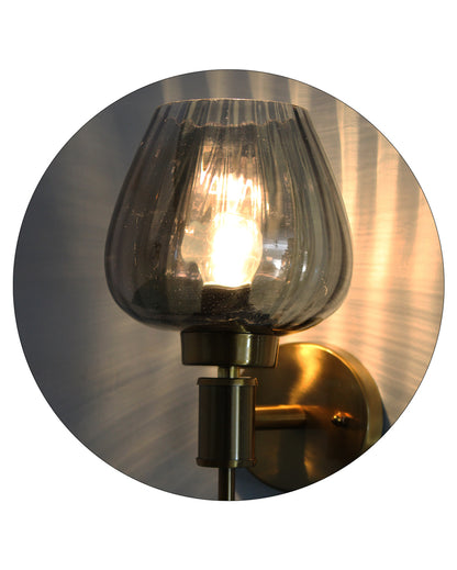 Modern & Sleek Ambient Illumination Smoky Glass with Gold Finish Wall Light | 4 x 15 inches