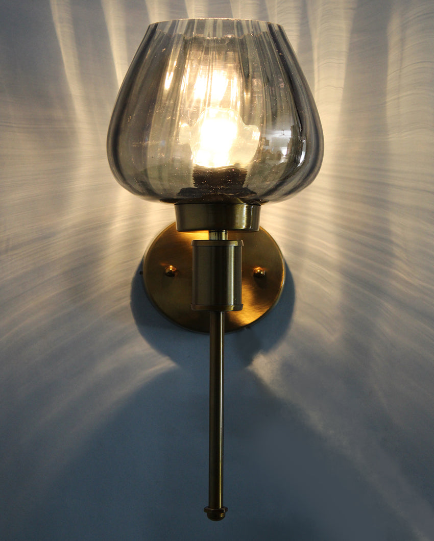 Modern & Sleek Ambient Illumination Smoky Glass with Gold Finish Wall Light | 4 x 15 inches