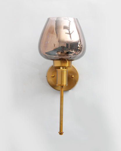 Modern & Sleek Ambient Illumination Smoky Glass with Gold Finish Wall Light | 4 x 15 inches