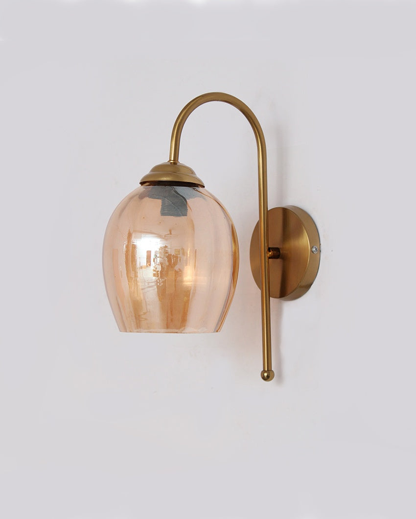 Antique Wall Light with Pearl Drop Amber Glass Metal Light | 9 x 4 x 12 inches