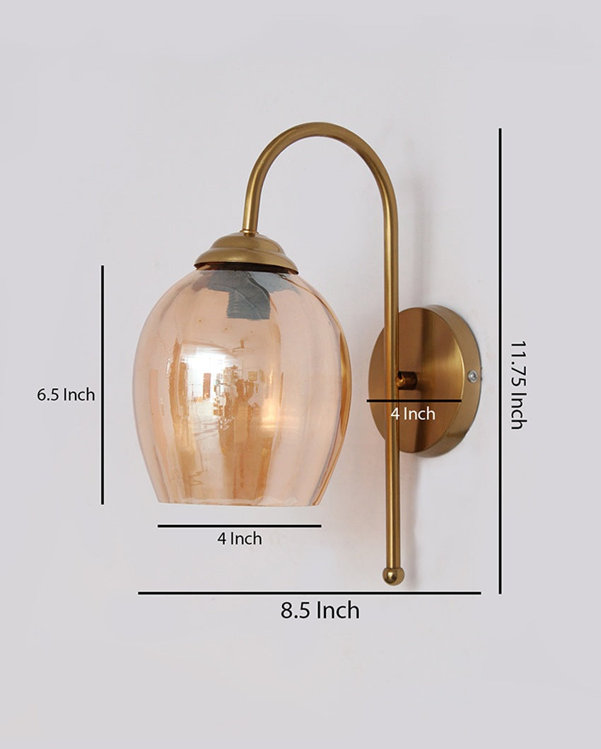 Antique Wall Light with Pearl Drop Amber Glass Metal Light | 9 x 4 x 12 inches