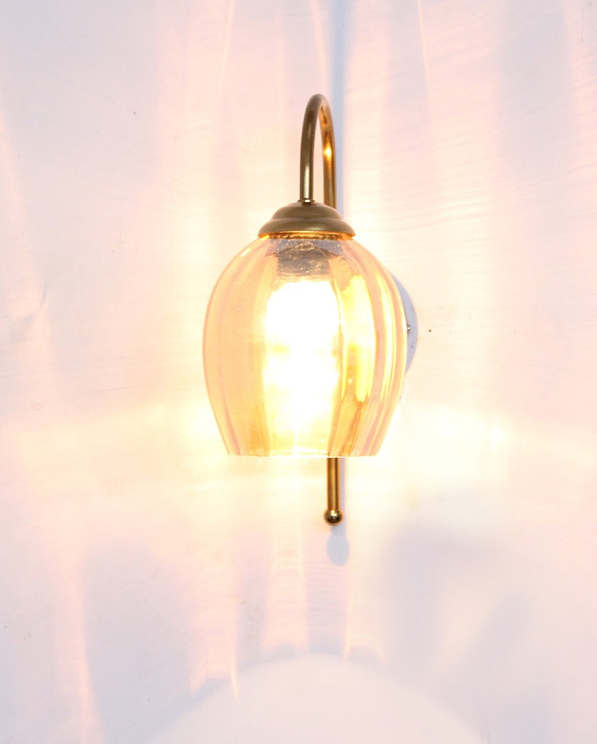 Antique Wall Light with Pearl Drop Amber Glass Metal Light | 9 x 4 x 12 inches