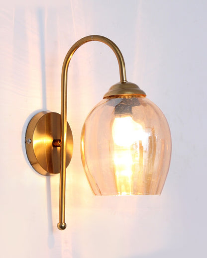 Antique Wall Light with Pearl Drop Amber Glass Metal Light | 9 x 4 x 12 inches