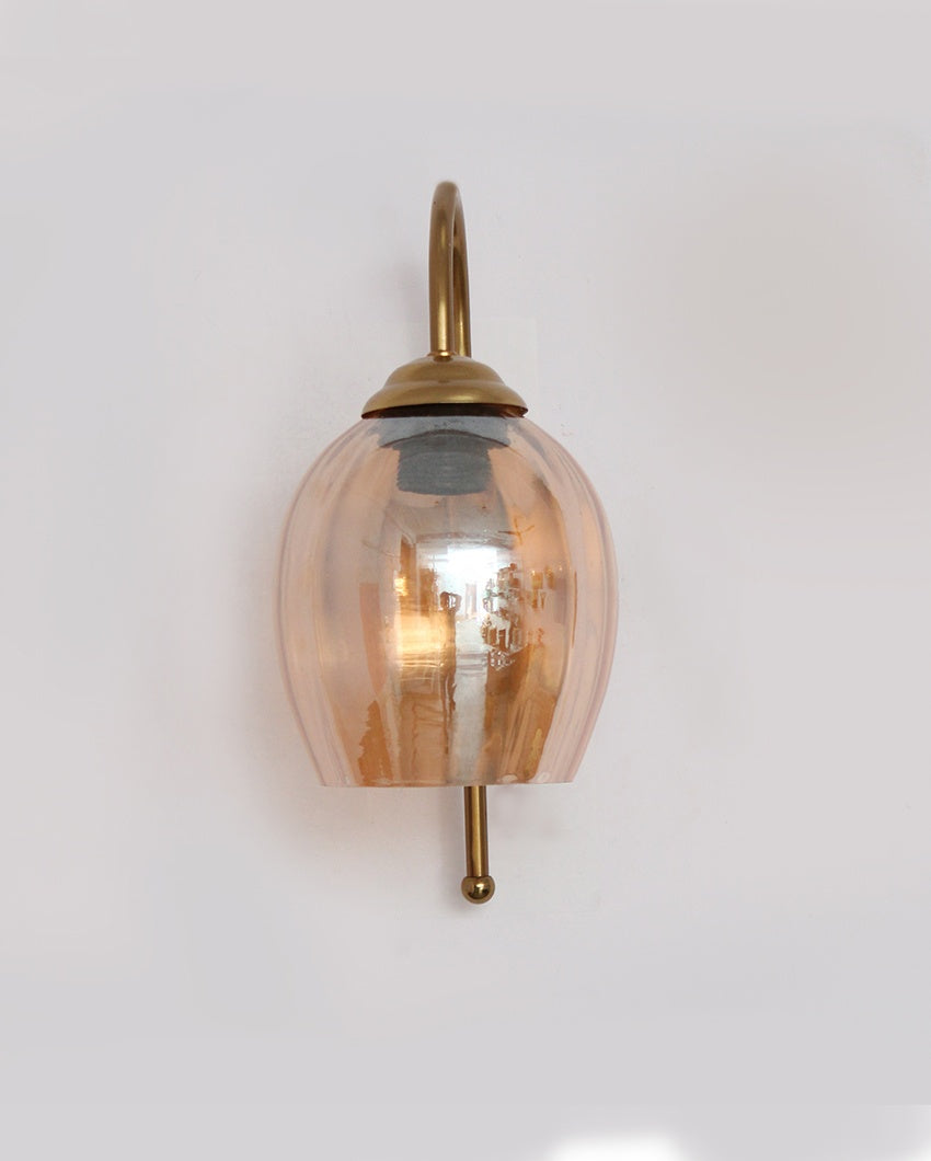 Antique Wall Light with Pearl Drop Amber Glass Metal Light | 9 x 4 x 12 inches