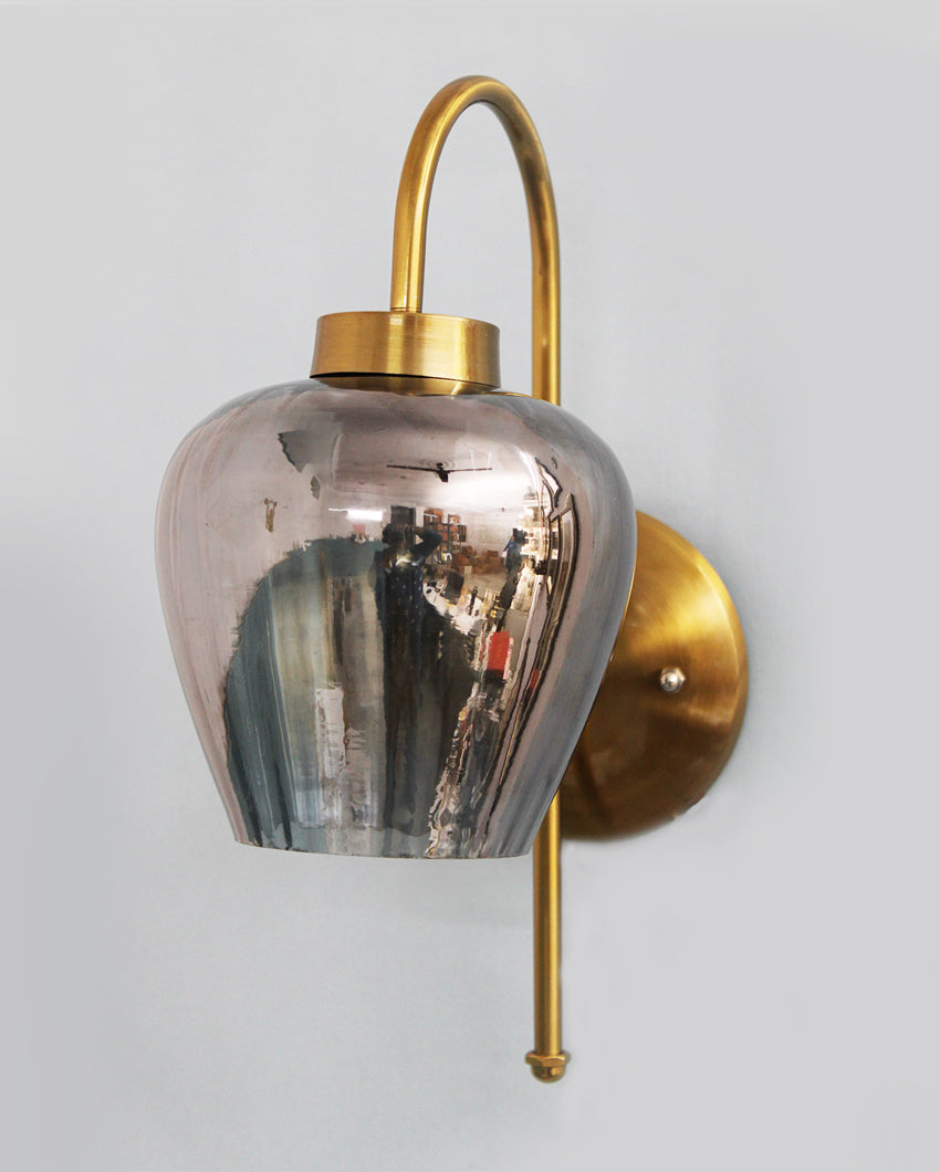 Vintage & Timeless Soft Diffused Glow Smoked Glass with Gold Finish Wall Light | 9 x 12 inches