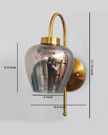 Vintage & Timeless Soft Diffused Glow Smoked Glass with Gold Finish Wall Light | 9 x 12 inches