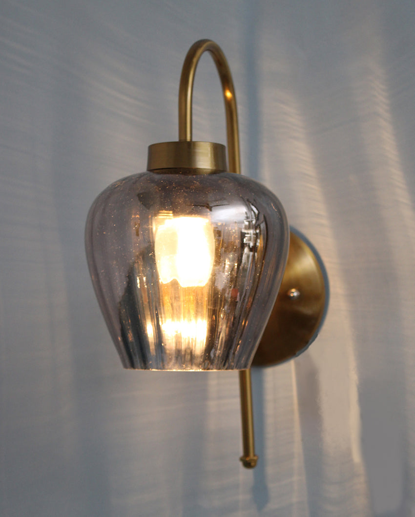 Vintage & Timeless Soft Diffused Glow Smoked Glass with Gold Finish Wall Light | 9 x 12 inches